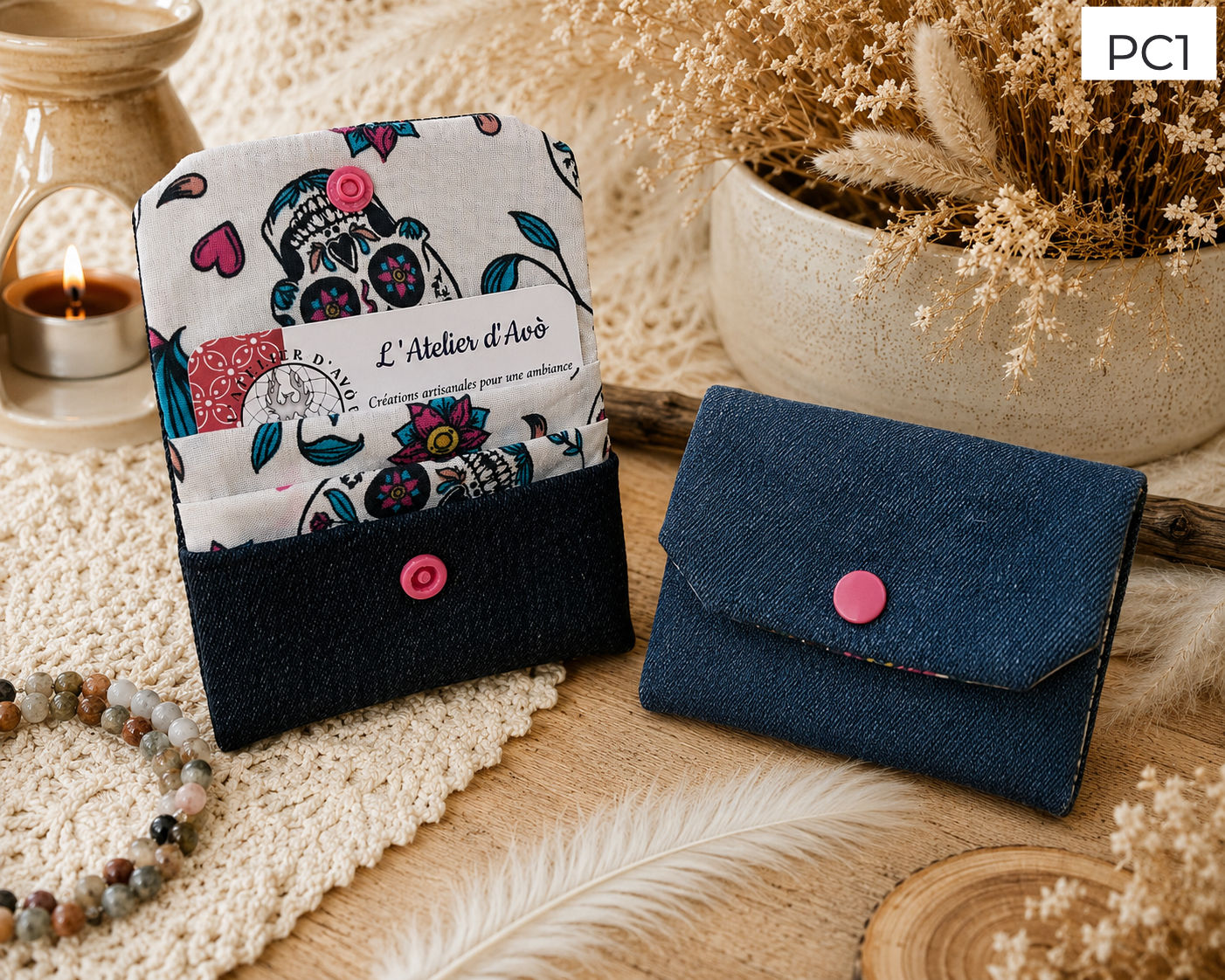 Porte Cartes Artisanal - Jeans & Coton PC1