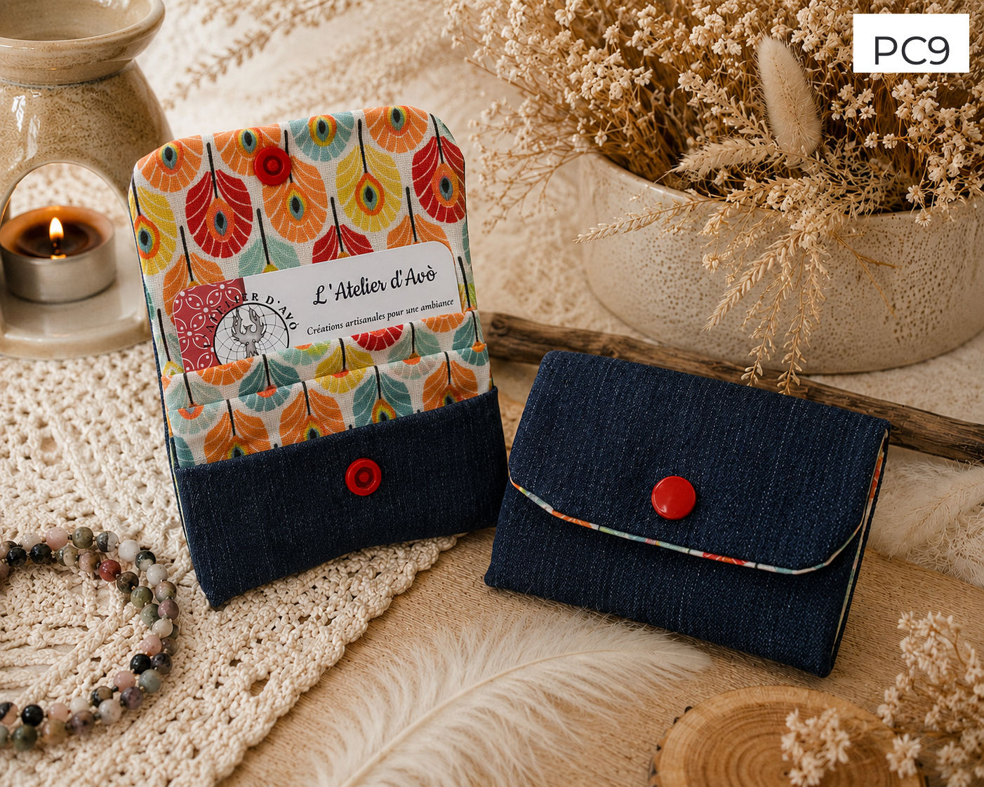 Porte Cartes artisanal - Jeans & Coton - PC9