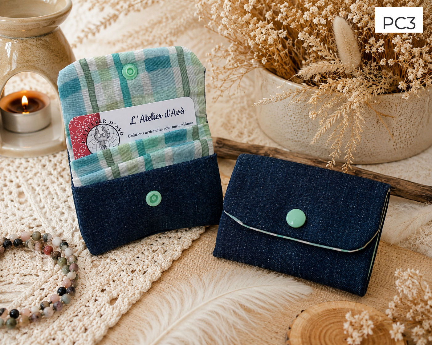 Porte Cartes artisanal - Jeans & Coton - PC3