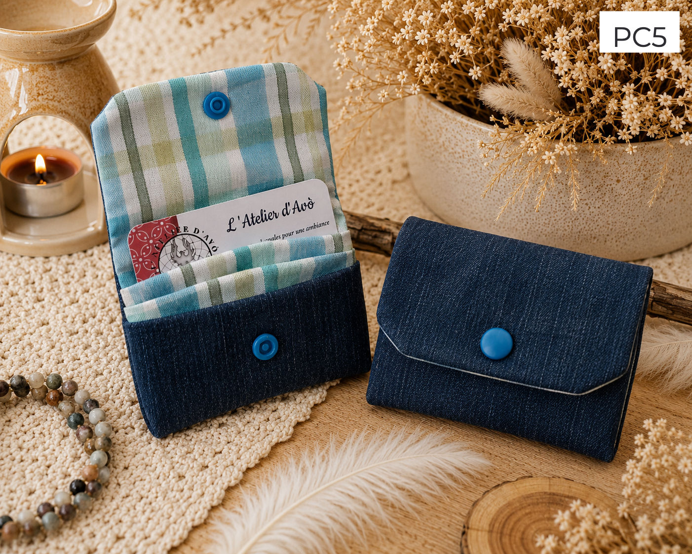 Porte Cartes artisanal - Jeans & Coton - PC5