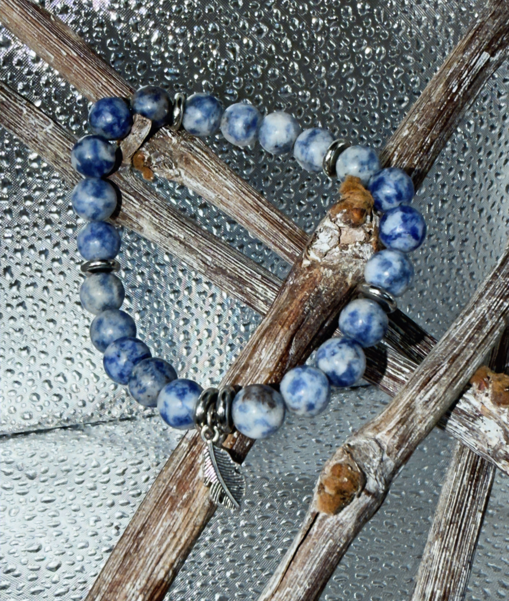 Bracelet Aventurine bleue 8 mm - 17,8 cm