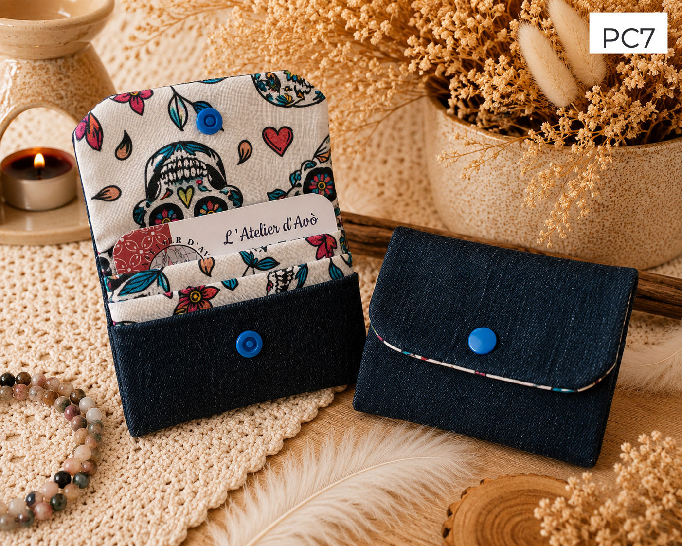 Porte Cartes artisanal - Jeans & Coton - PC7