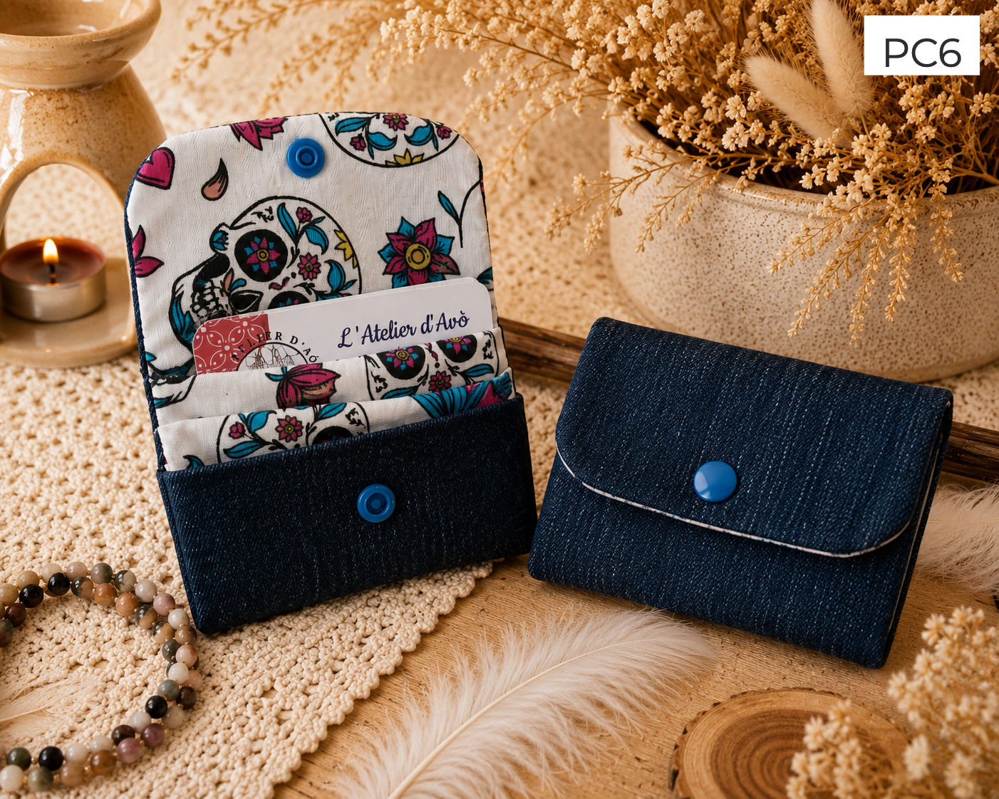 Porte Cartes artisanal - Jeans & Coton - PC6