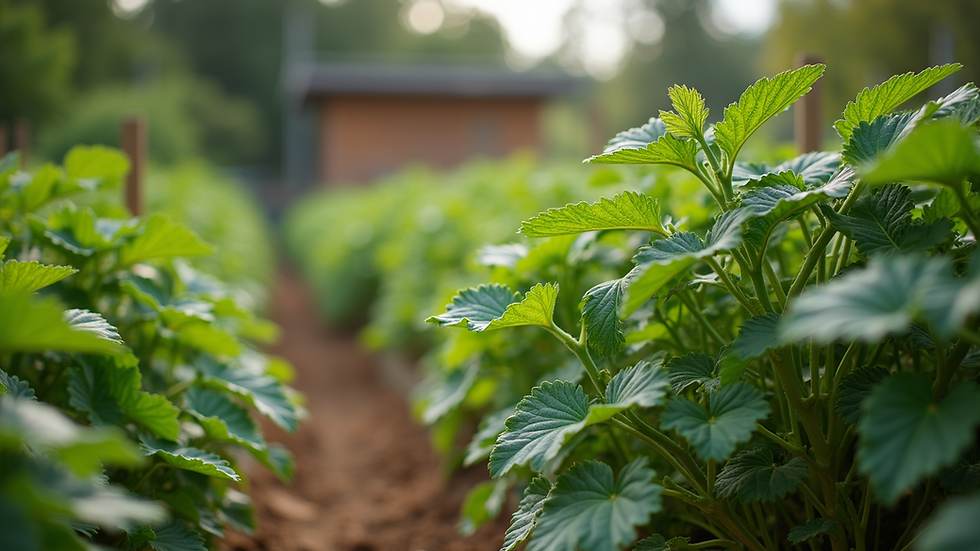 High angle view of a community garden with fresh vegetables growing