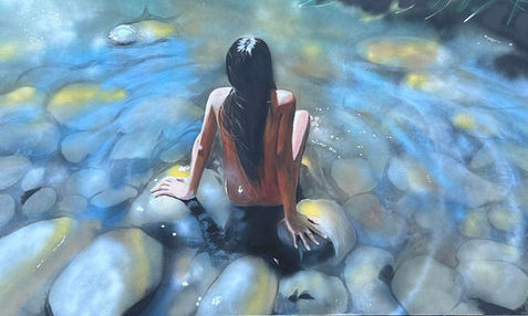 River Rock Study, 3' x 5', Spray paint & acrylic, Copyright Aislinn Longano