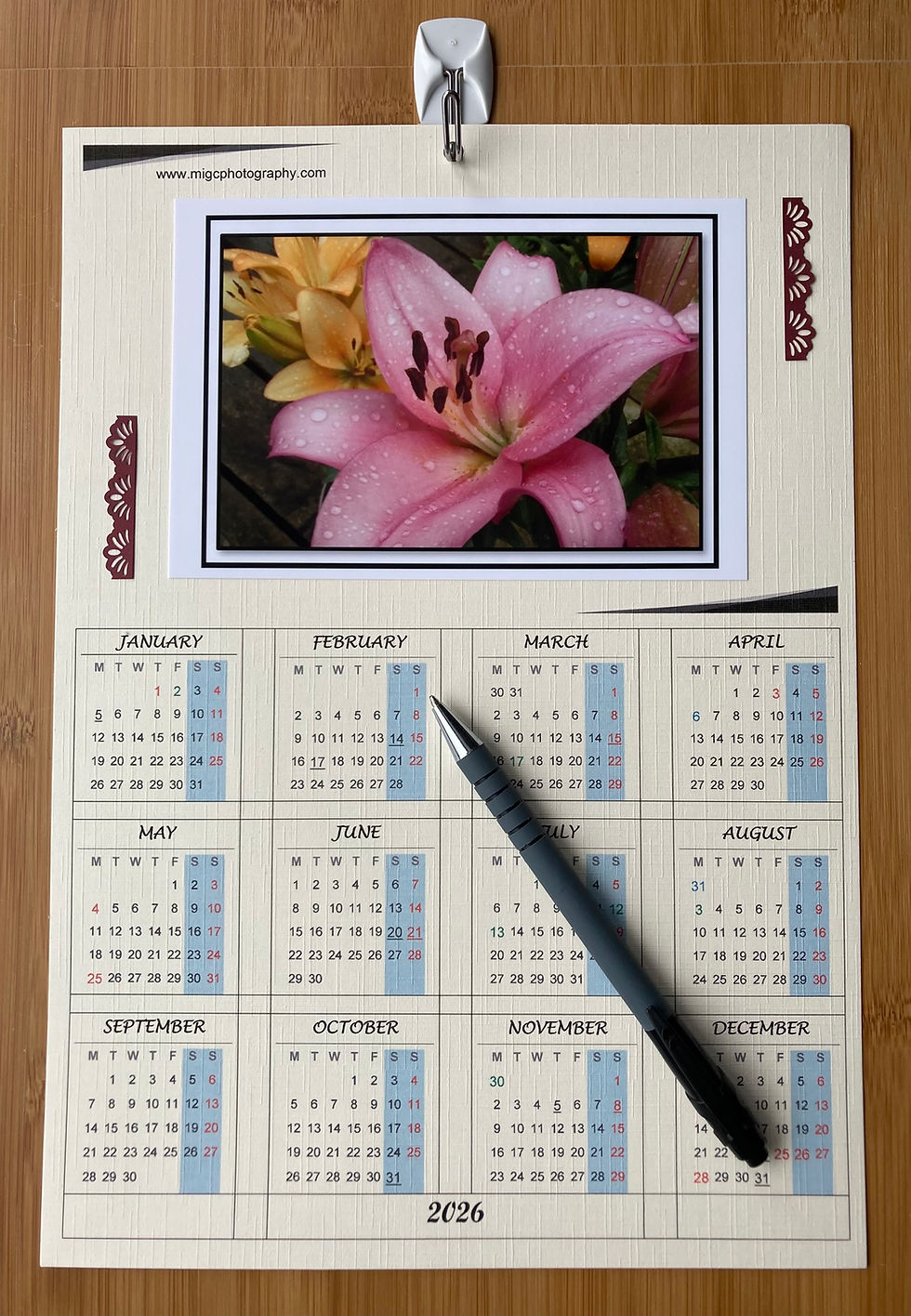Thumbnail: Floral Wall Calendar 2026 With Lily Flowers