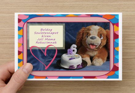 Thumbnail: Personalised Happy 6th Birthday card with dog and cake