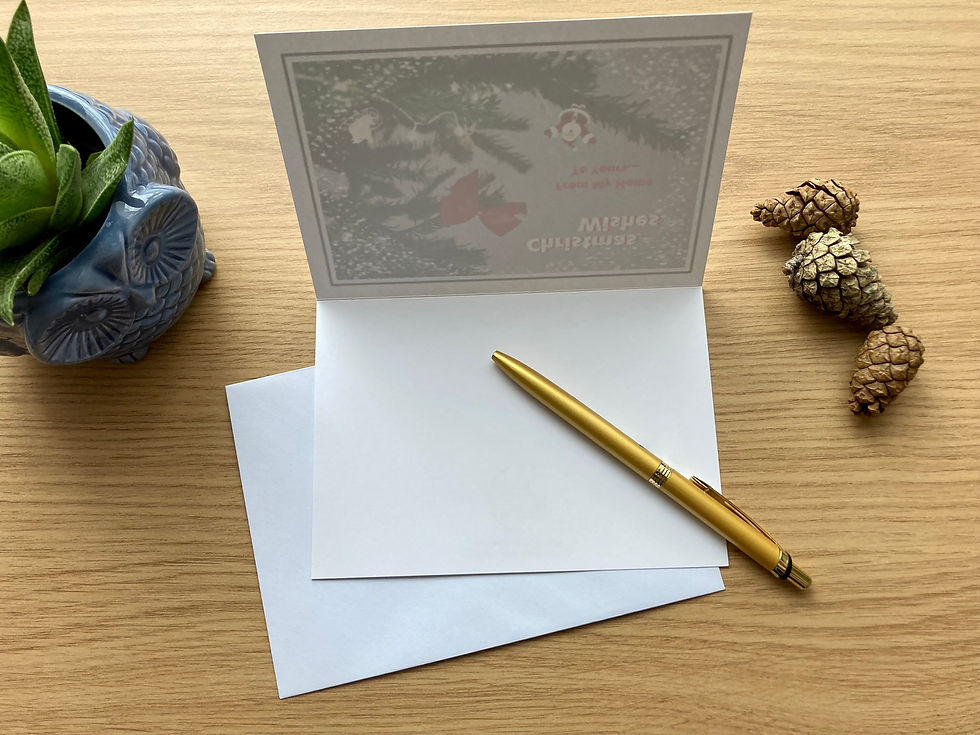 Thumbnail: Open Christmas card with envelope and pen