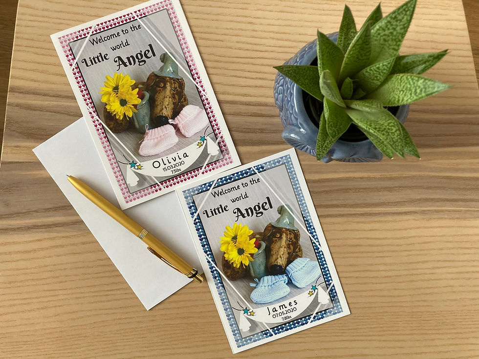 Thumbnail: Custom made 'Welcome to the World Little Angel' baby greeting cards