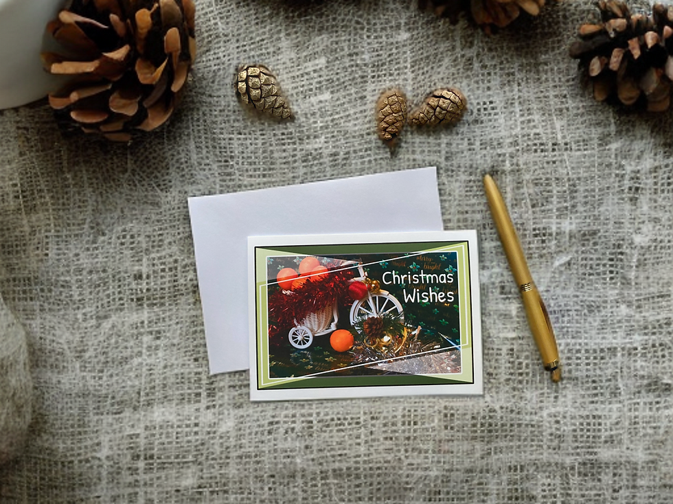 Thumbnail: Christmas card with festive design, white envelope underneath