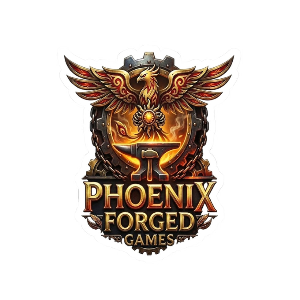 Thumbnail: Phoenix Forged Games Kiss-Cut Sticker — Fiery Phoenix Logo Decal