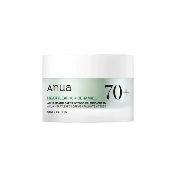Pot Anua Heartleaf 70% Intense Calming Cream 50 ml sur fond neutre