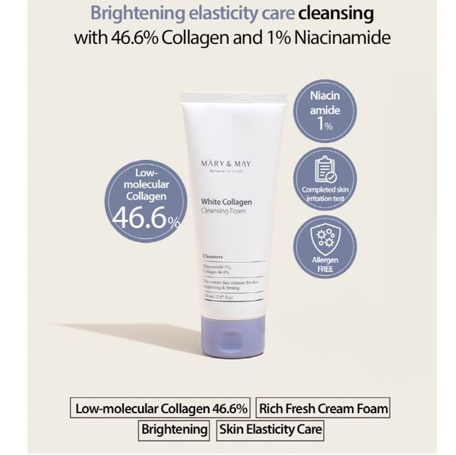 Miniature : MARY & MAY - White Collagen Cleansing Foam, 150ml