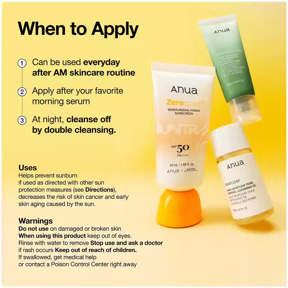 Miniature : ANUA Zero Cast Moisturizing Finish Sunscreen protection solaire sans trace blanche