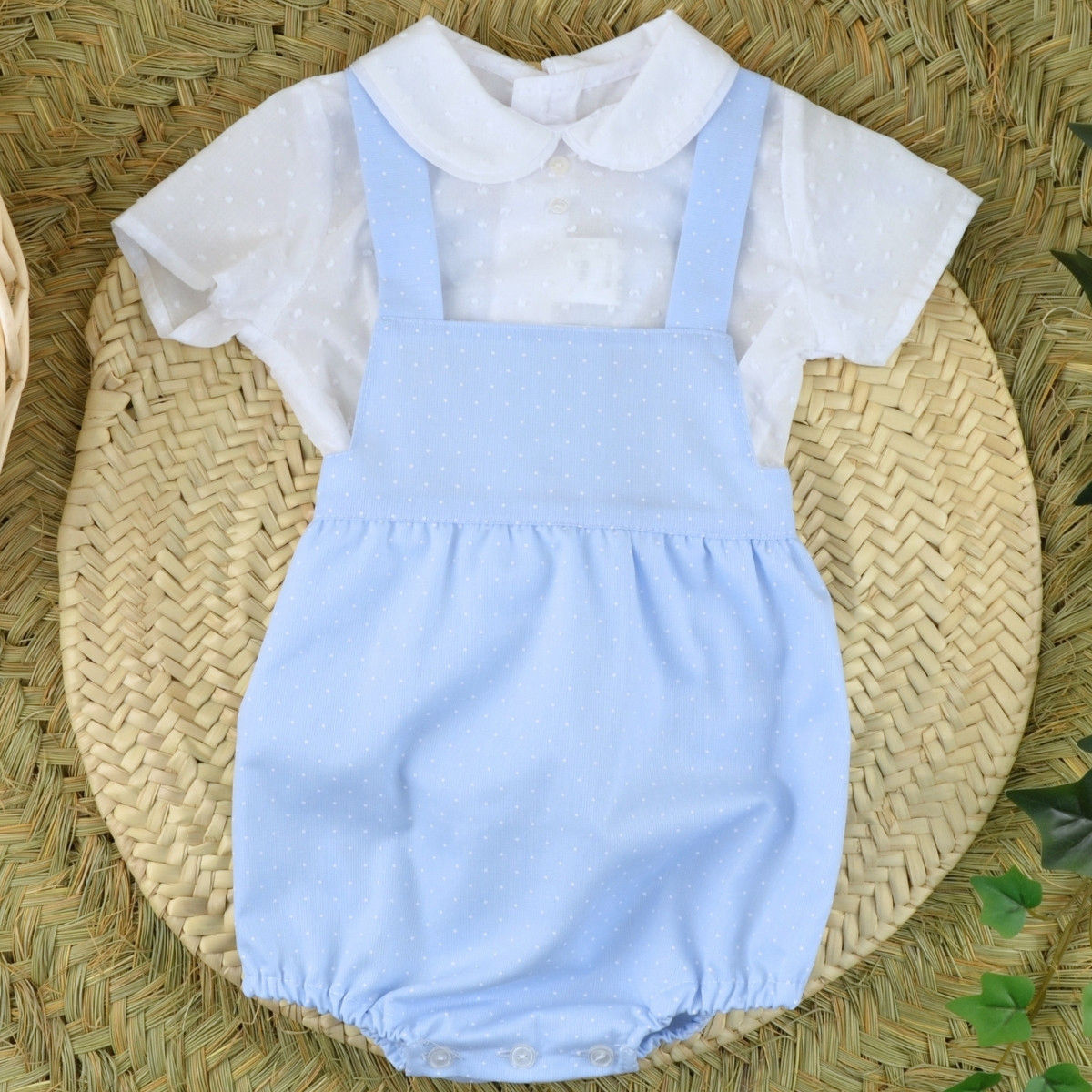 Baby Boy Romper And Blouse Set Sky Blue