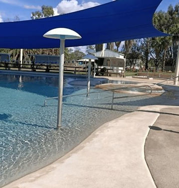 Pool covered with a shade sail at the Blackall Aquatic Centre