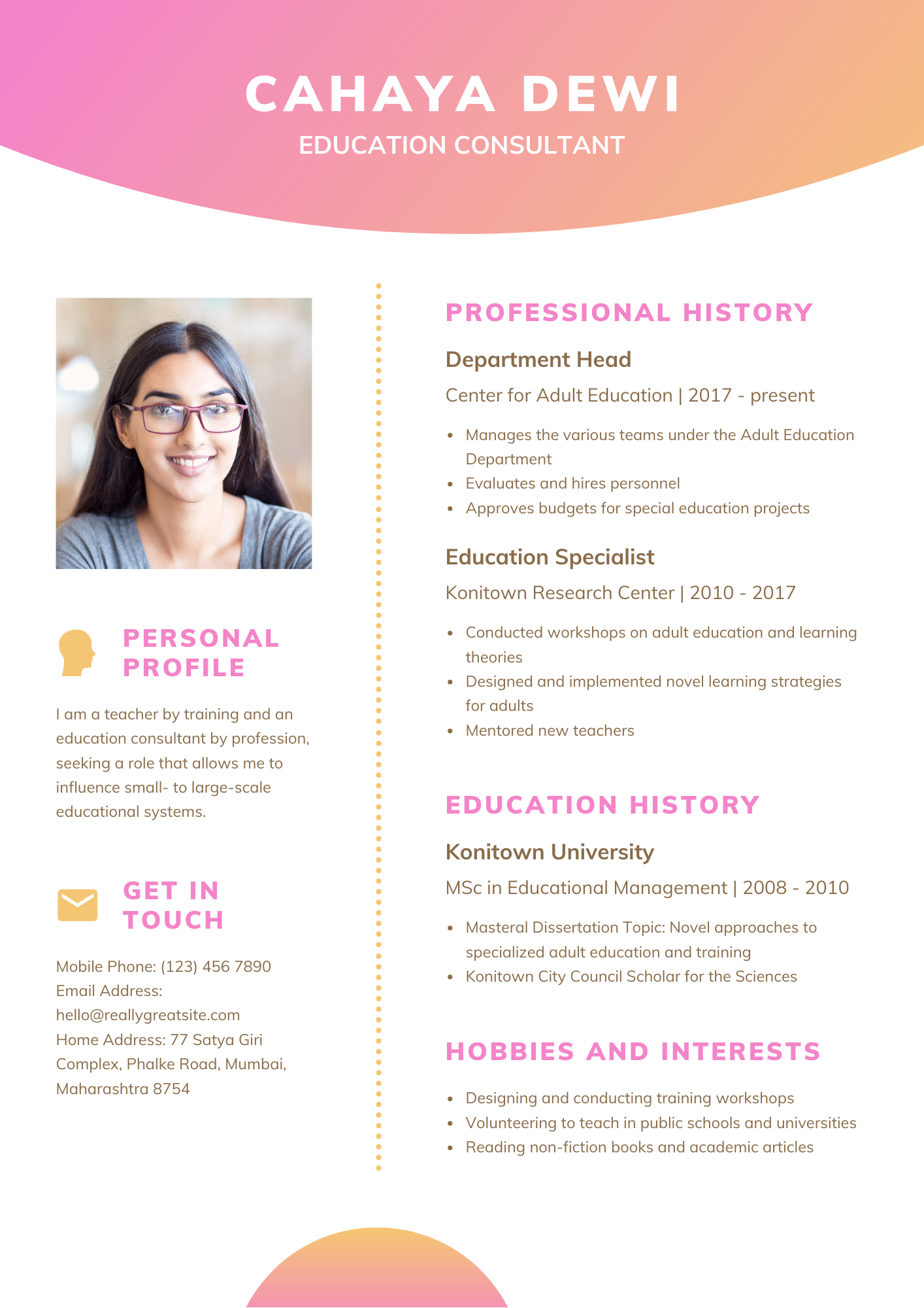 Pink and Brown Flat Design Employee Educ