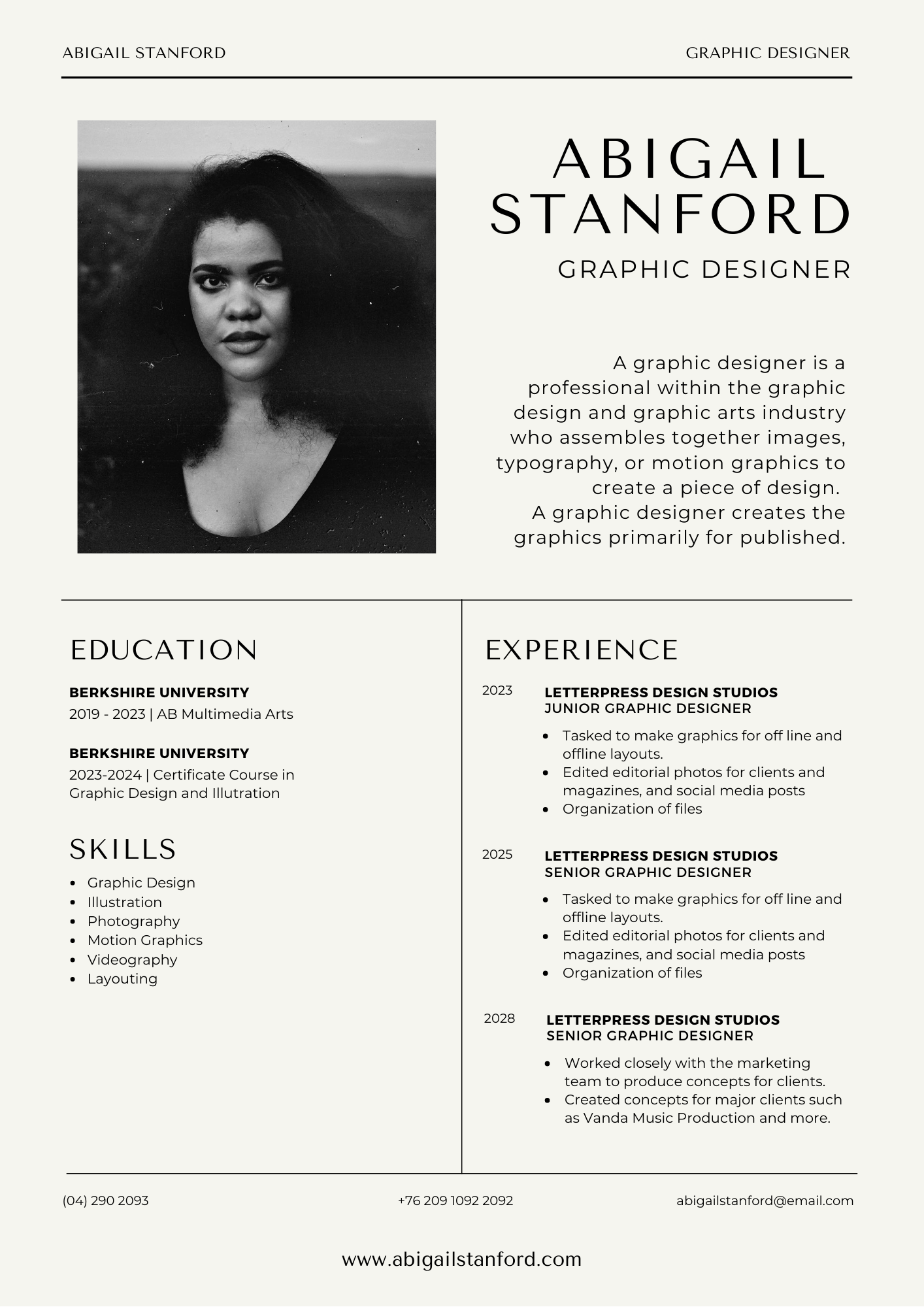 Black and White Modern Graphic Designer