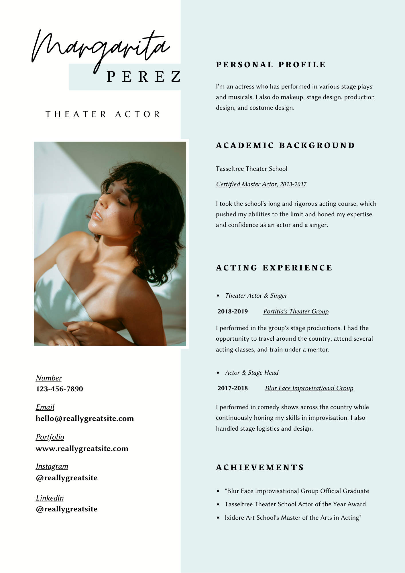 Blue and Black Photo Resume