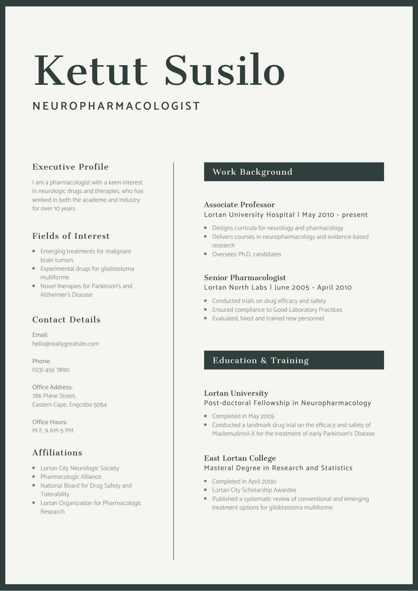 Dark Green and Cream Corporate Pharmacol