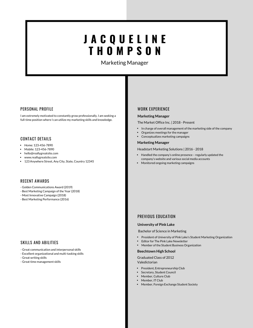 Black and White Minimal Simple Resume