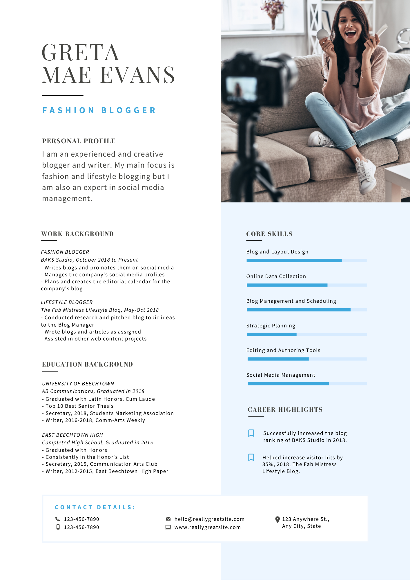 Light blue and Gray Modern Resume