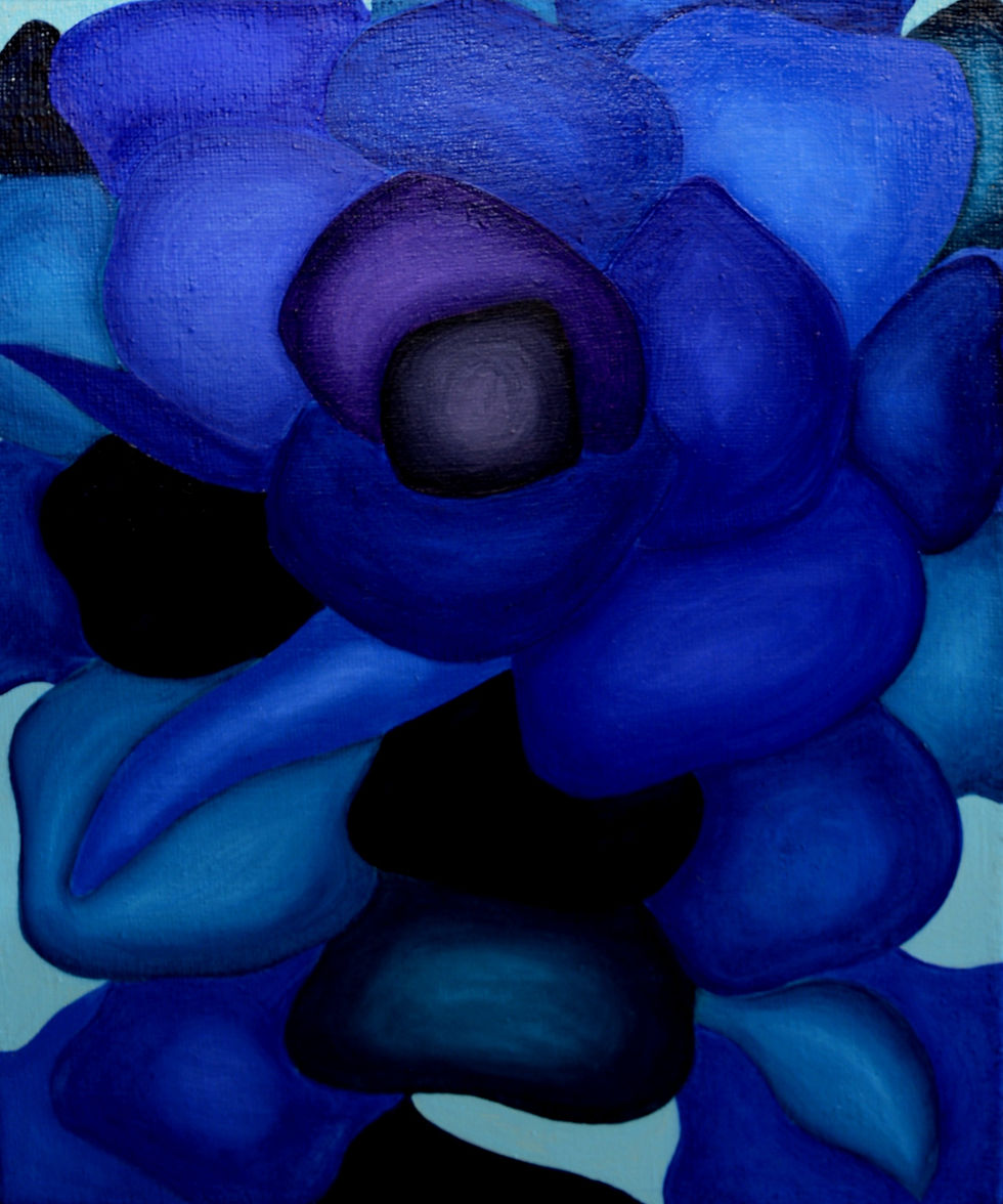 FLOWERS - BLUE SERIES N.1. Oil on jute. Cm. 60x50. 2021 Euro 1650