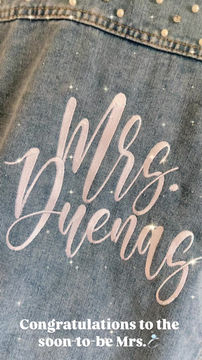 Thumbnail: Personalized Embroidered Pearl Bride Denim Jacket