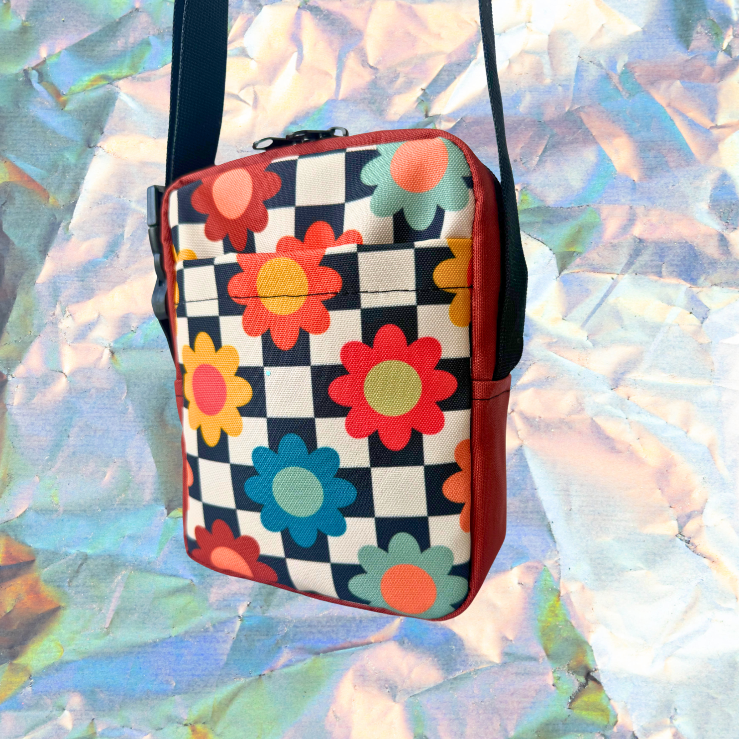 Flower Power Crossbody Bag | 70s Retro Festival Purse | Groovy Floral 