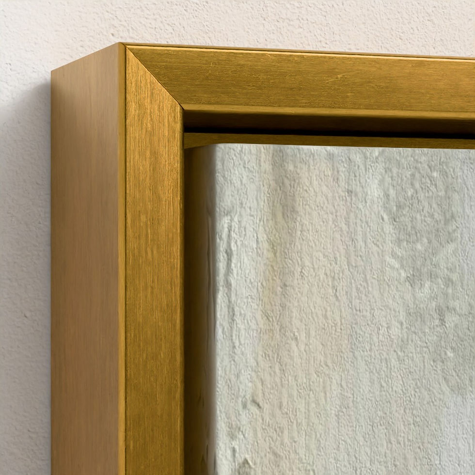 Thumbnail: Natural oak floating canvas frame corner detail for premium contemporary wall art