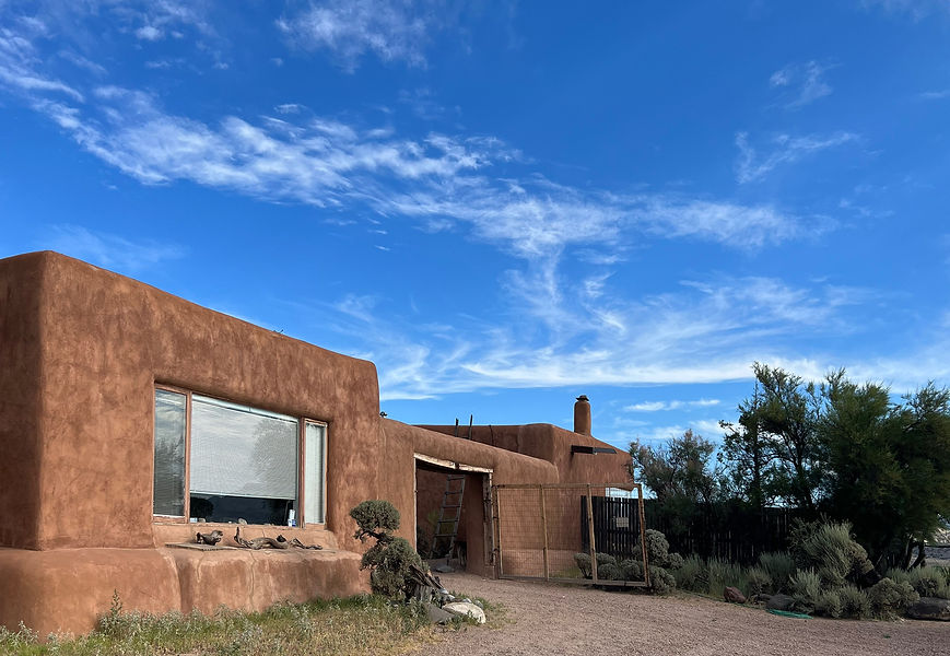 Georgia O'Keeffe's Home Exterior and Blue Sky