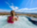 Enjoying the view, champagne and hot tub