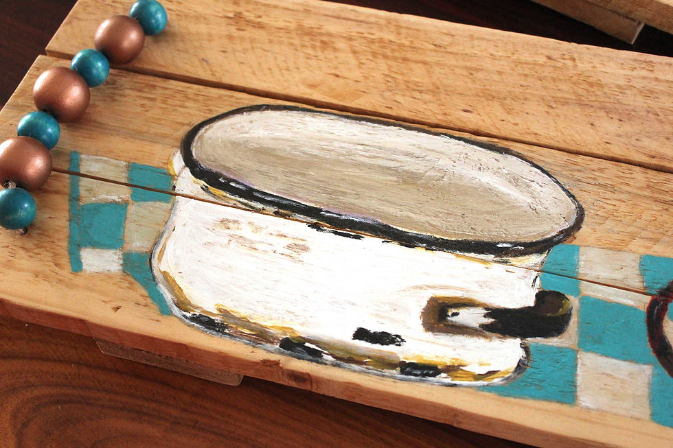 Handgeverfde Hout opdienborde