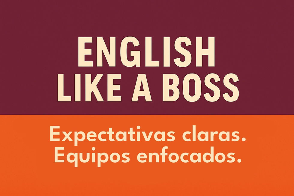 Thumbnail for the series English Like a Boss. The design has a burgundy top half with the title in bold beige letters, and an orange bottom half with the phrase in Spanish: ‘Que tu inglés hable por ti… y diga “confía en este tipo”.’ Motivational message for professionals to project confidence when speaking English