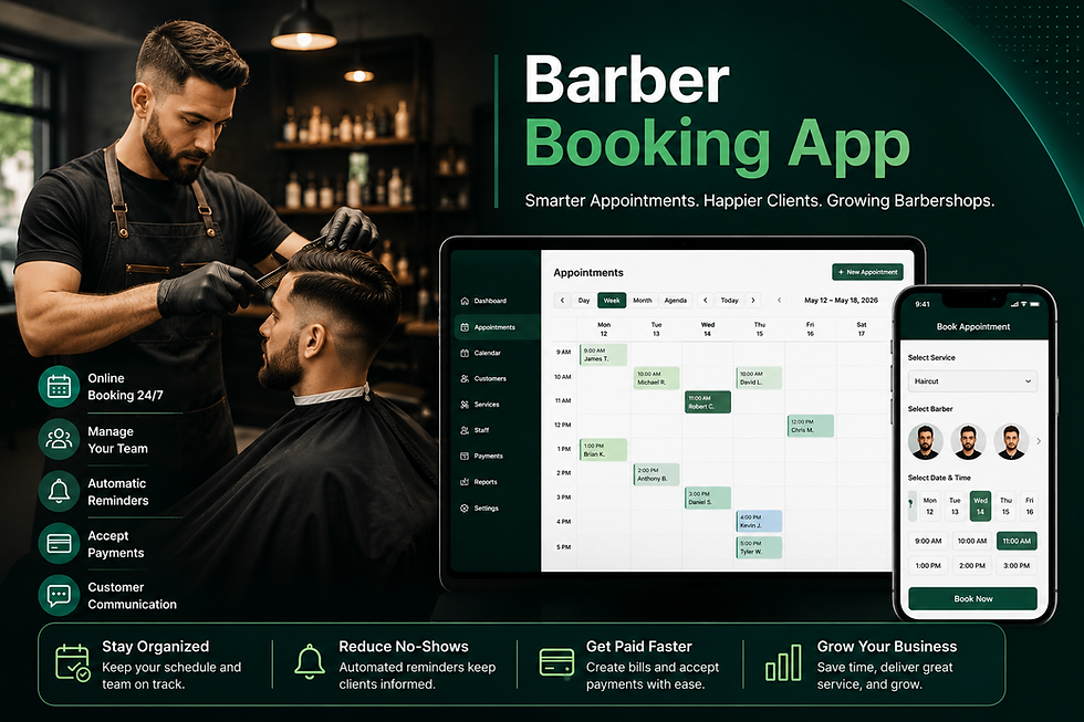 Barber Booking App: Manage Appointments, Customers, and Payments in One Place