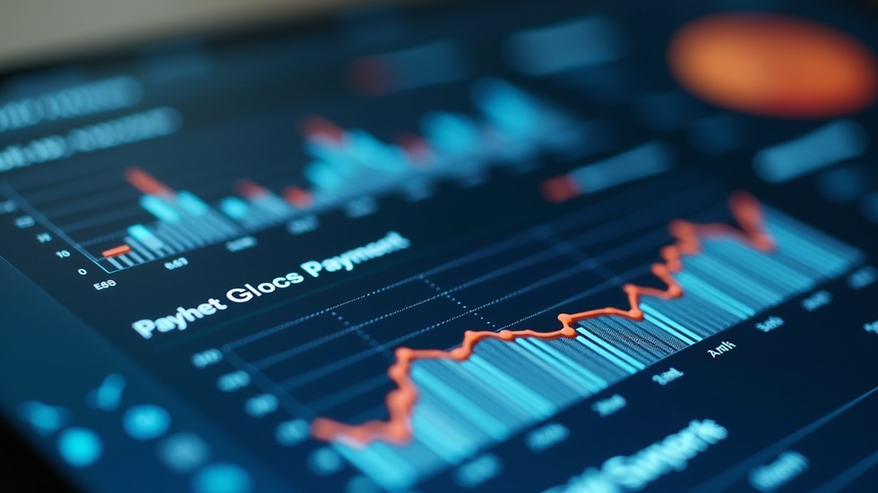 Close-up view of a digital dashboard showing payment analytics