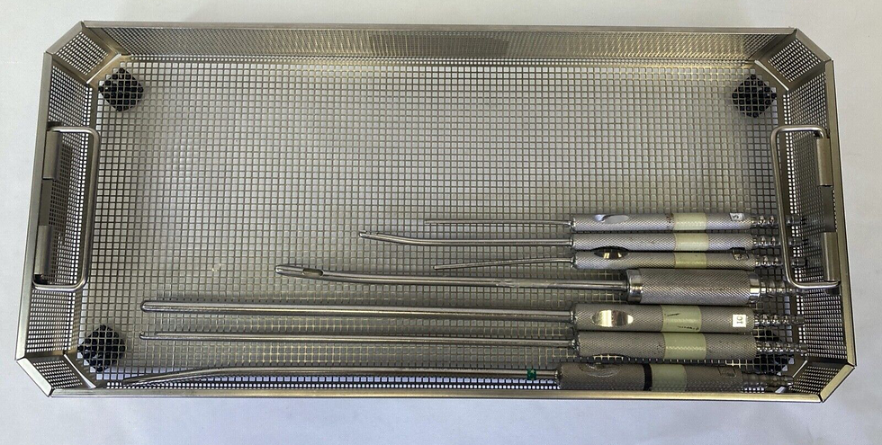 Thumbnail: 7 Piece Padget Liposuction Cannula Set w/ Sterilization Tray Toomey Ends