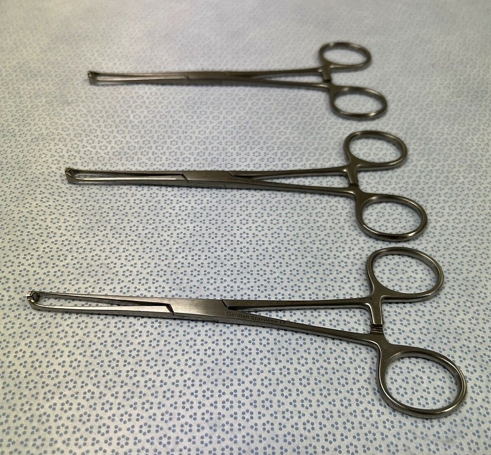 Thumbnail: Set of 3 Novosurgical G6113-27 Surgical Allis Tissue Forceps 5 x 6 Teeth