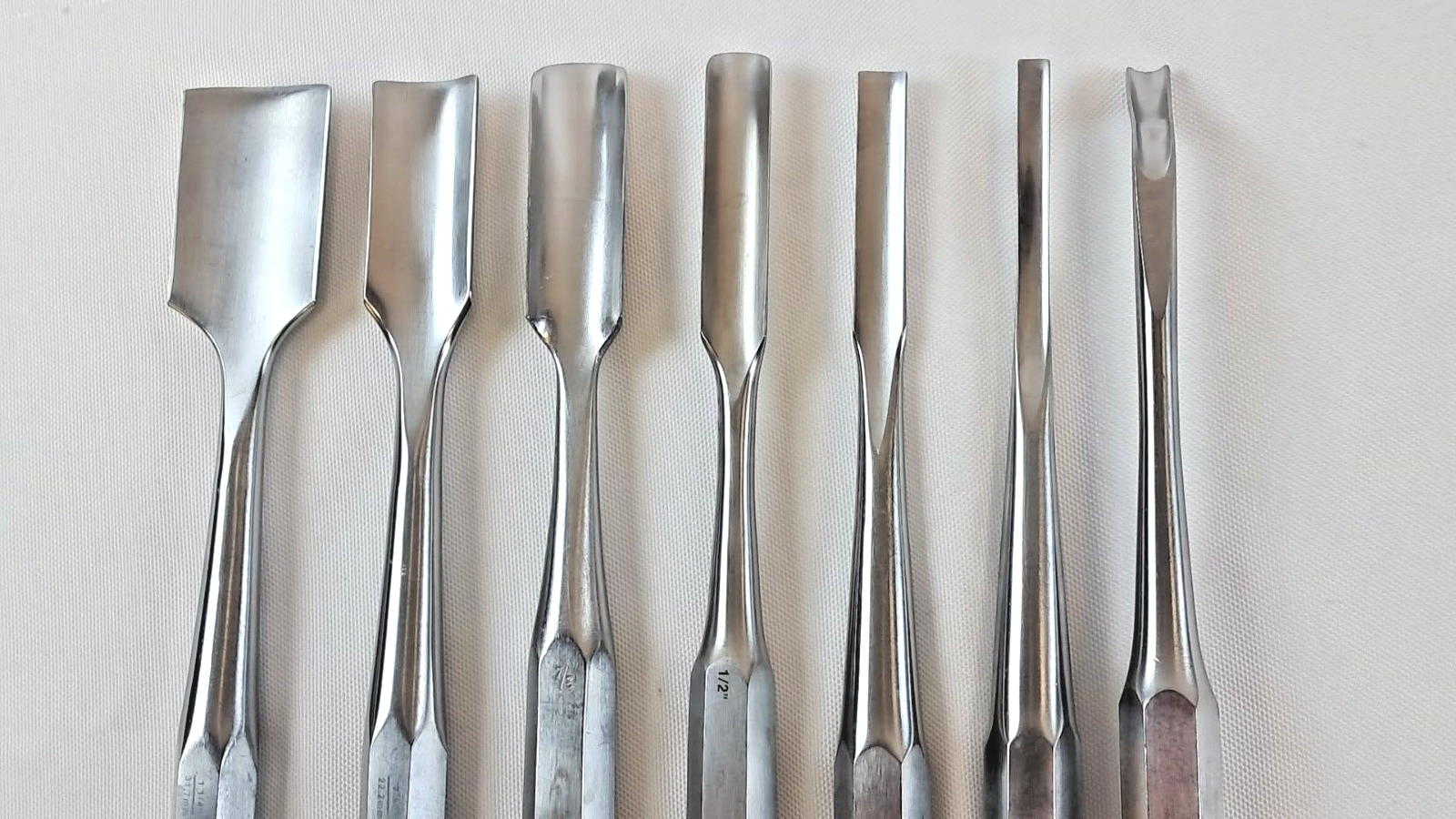 7pc Smith & Nephew Miltex Hibbs Bone Gouge Set Straight w/ Offset Gouge