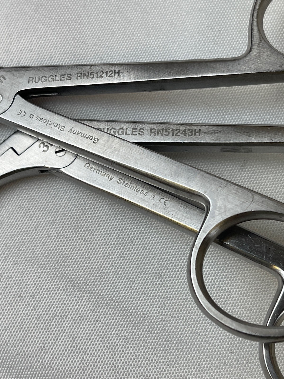 Thumbnail: Set of 2 Ruggles Integra RN51243H & RN51212H 2mm & 3mm x 12" IVD Rongeurs Neuro