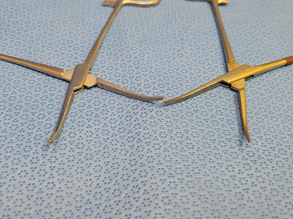 Thumbnail: Set of 2 Sklar 17-3162 16cm Rachet Lock Curved Serrated Tip Hemostatic Forceps