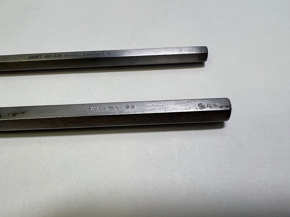 Thumbnail: Lot Of 2 Jarit 410-326 / V. Mueller RH1465-9 Hexagonal Handle 9mm Osteotomes