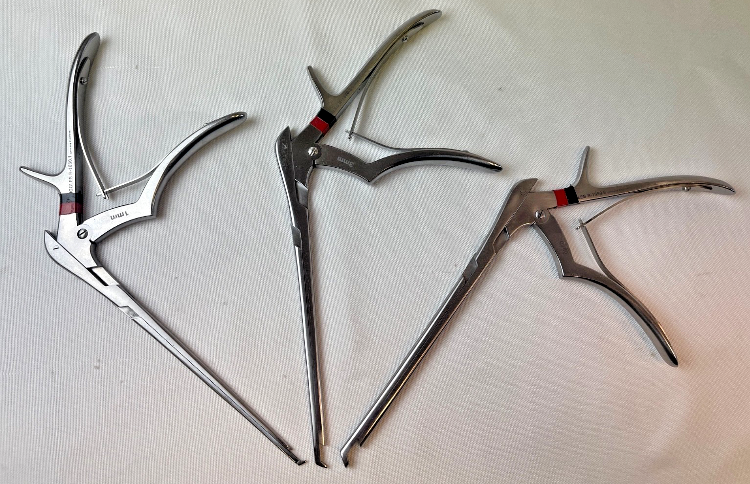 Set of 3 Ruggles R-1650.1 3 & 6 1mm/3mm/6mm x 40° Down x 7" Kerrison Ronguers