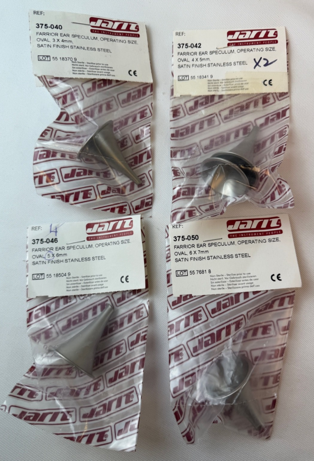 Set of 5 Jarit 375-040 Farrior Ear Speculums Operating Size 3mm - 6mm Otology