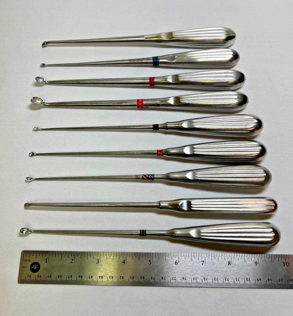 Thumbnail: Set Of 9 V.Mueller Aesculap Codman Bone Curettes Spinal Orthopedics