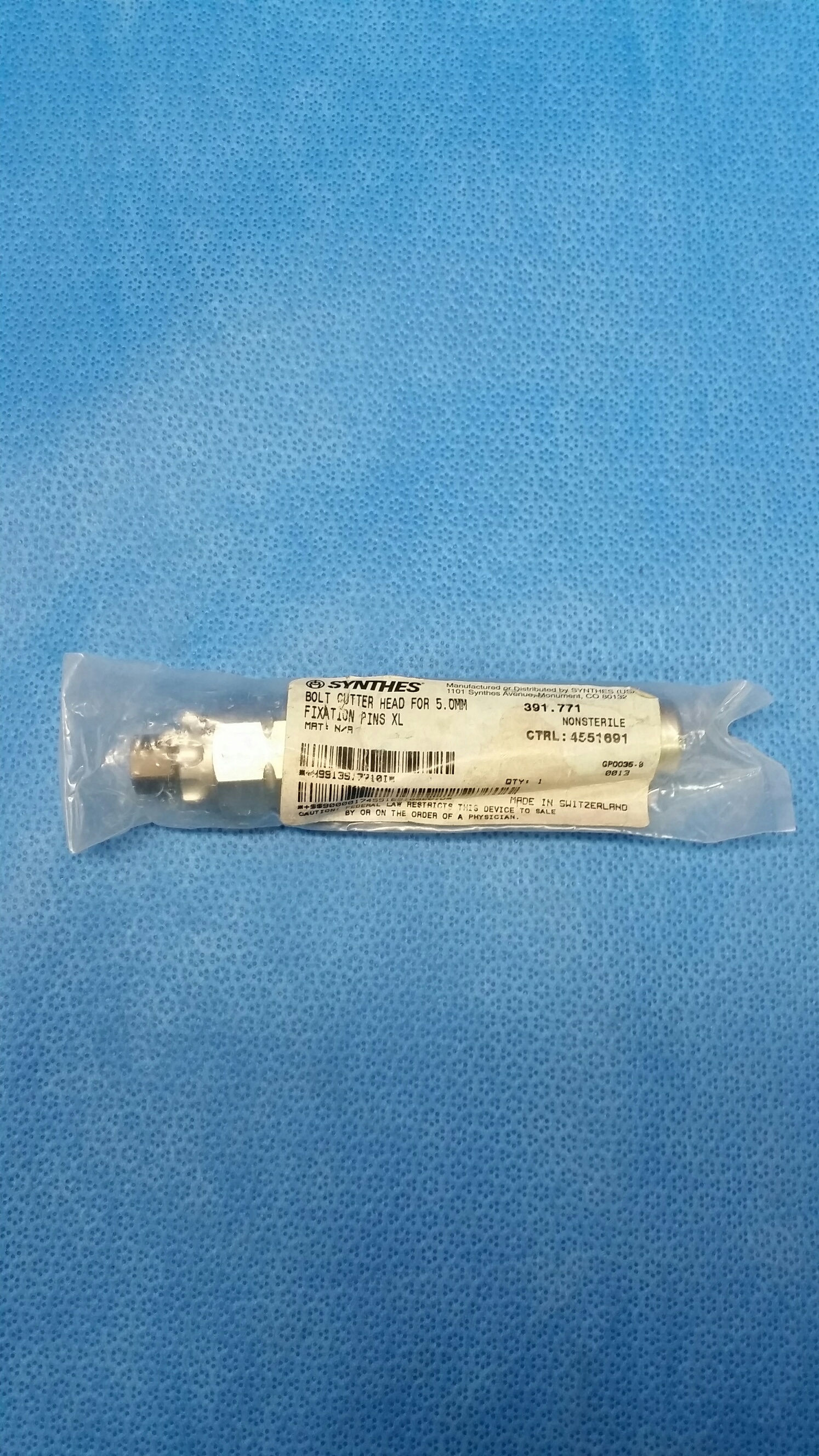 Synthes 391.771 Bolt Cutter Head for 5.0 mm. Fixation Pins, XL, Spine