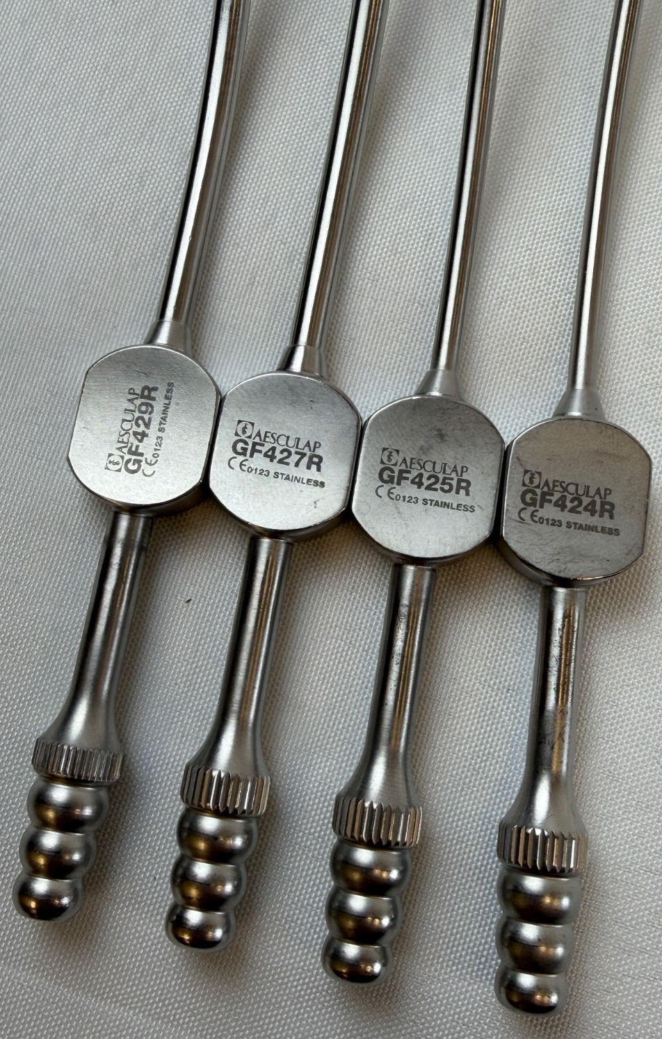 Thumbnail: Set of 4 Aesculap Fukushima Malleable Suction Cannulas 9" x 6Fr 7Fr 9fr 12fr