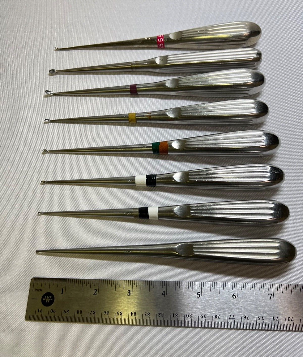 Thumbnail: Set Of 8 Codman / Boss Bone Cup Curettes Spinal Orthopedics