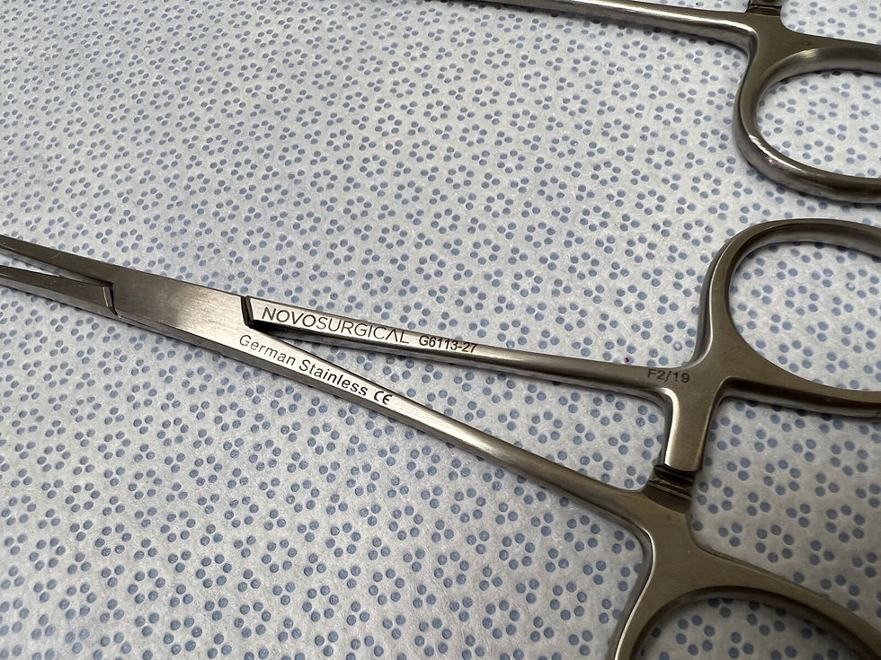Thumbnail: Set of 3 Novosurgical G6113-27 Surgical Allis Tissue Forceps 5 x 6 Teeth