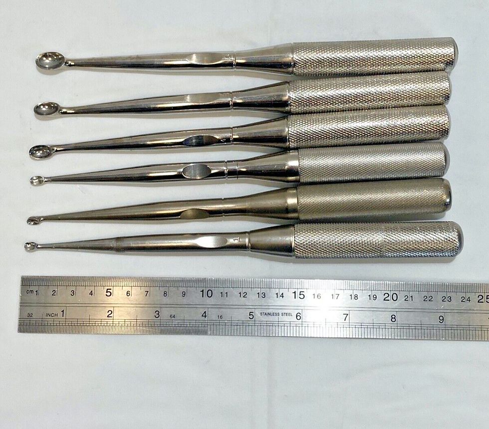 Thumbnail: V. Mueller OS995-005 Bone Curettes Set of 6 Knurled Handle 9" 0-6 Orthopedics